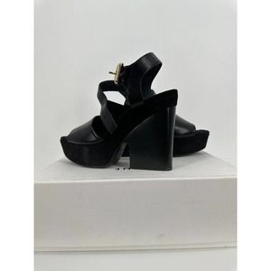Celine Black Suede Platform Wedge Sandal 130 mm‎ / Arch 80 Platform Wedge 37 1/2